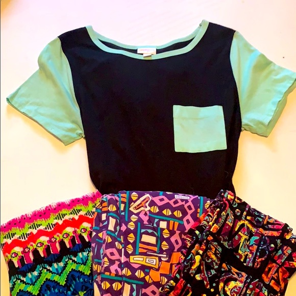 XS LulaRoe Carly with three pairs of leggings! - Picture 1 of 1